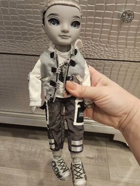 Stylish Grey & White Fashion Doll Outfit - Urban Jacket and Pants